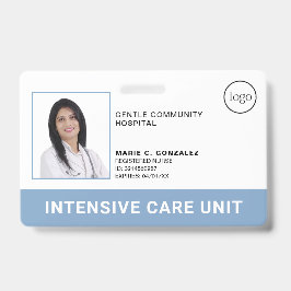Crachá Logotipo de ID de foto azul claro médico do hospit
