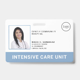 Crachá Logotipo de ID de foto azul claro médico do hospit