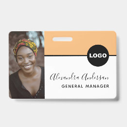 Crachá Logotipo de ID de Foto da Equipe da Clínica Laranj