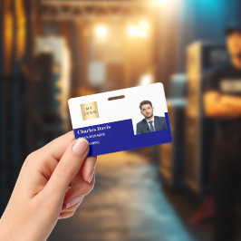 Crachá Logotipo de ID de funcionário azul marinho seguran