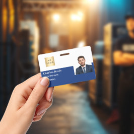 Crachá logotipo de ID de funcionário azul marinho seguran