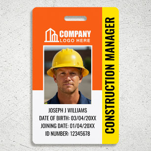 Crachá Logotipo de ID do local de construção personalizad