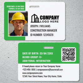 Crachá Logotipo de ID do local de construção personalizad