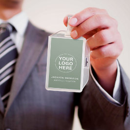 Crachá Logotipo de ID Verde Sábio l Funcionário Profissio