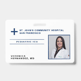 Crachá Logotipo de Médico Azul-Marinho Hospitalar Foto ID