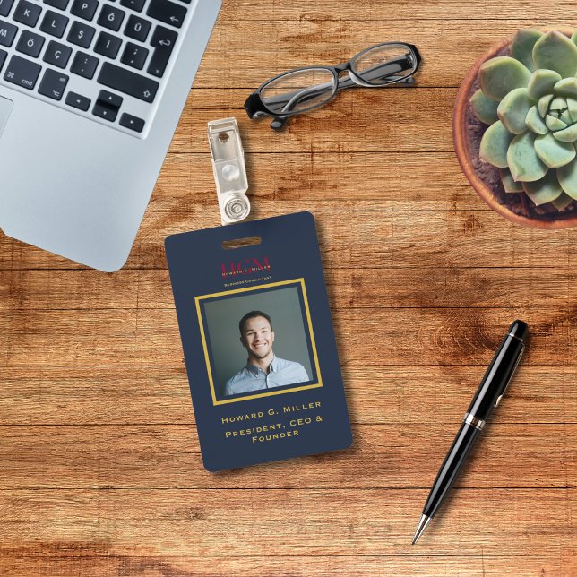 Crachá Logotipo de Monograma Empresarial Moderno Foto Dou (Criador carregado)