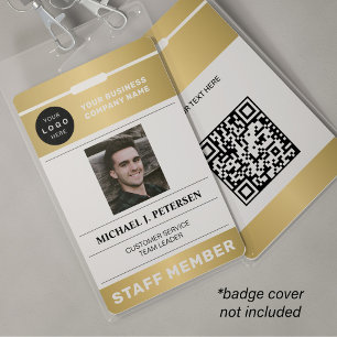 Crachá logotipo de negócios código QR foto do funcionário
