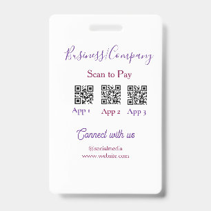 Crachá Logotipo de negócios para pagar com código QR nas