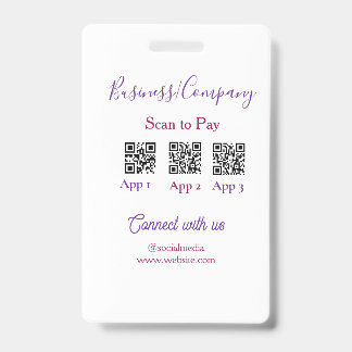 Crachá Logotipo de negócios para pagar com código QR nas 