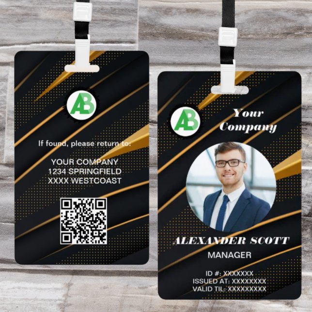 Crachá Logotipo de negócios Pessoal funcionário código QR (Criador carregado)