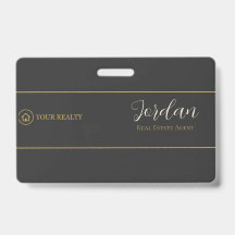Logotipo do Agente Imobiliário Charcoal Gold ID Fu