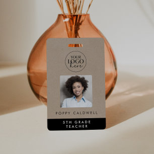 Crachá Logotipo do Chic Faux Kraft Foto para funcionário