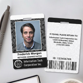 Crachá Logotipo do Código de Barras de Foto de Funcionári