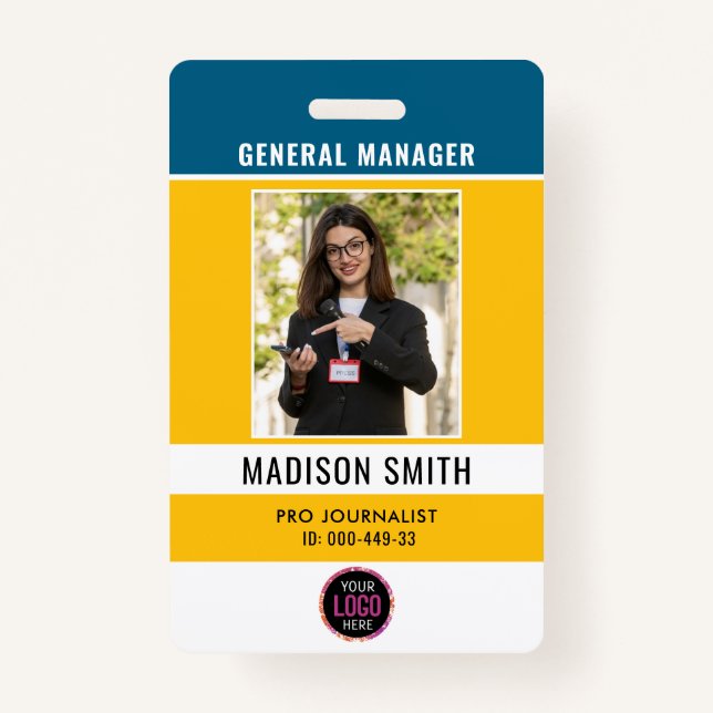 Crachá Logotipo do funcionário fotográfico ou segurança d (Frente)