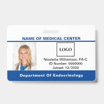 Logotipo do Funcionário Médico Foto ID com Código 