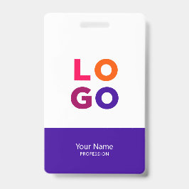 Crachá Logotipo do Funcionário Moderno, Foto, Código Qr, 