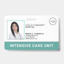 Crachá Logotipo do Hospital Verde Teal Médico Foto ID