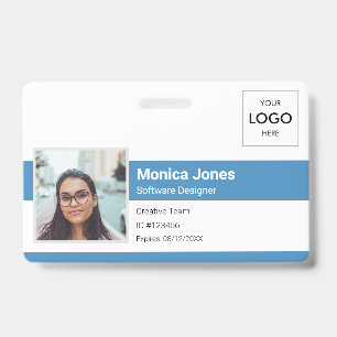 Crachá Logotipo do ID de Foto do Funcionário Azul