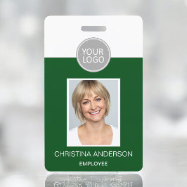 Crachá Logotipo do Nome do Funcionário Verde Foto do Trab