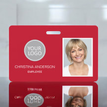 Logotipo do Nome do Funcionário Vermelho Foto Trab