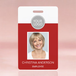 Crachá Logotipo do Nome do Funcionário Vermelho Foto Trab