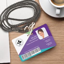 Crachá Logotipo e ID de Foto Médica do Design Geométrico 