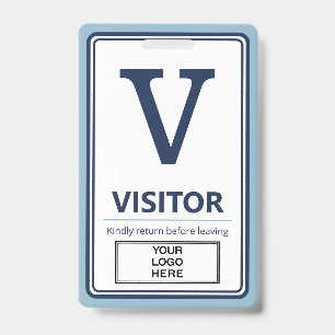 Crachá Logotipo Empresarial de Visitante com Borda Azul C
