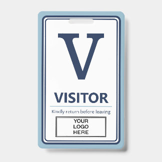 Crachá Logotipo Empresarial de Visitante com Borda Azul C