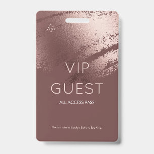 Crachá Logotipo Empresarial em Bronze Moderno VIP Hóspede