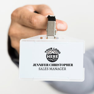 Crachá Logotipo Empresarial Minimalista de ID Moderno Per