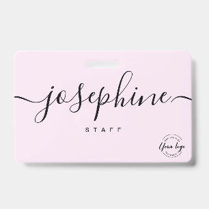 Crachá Logotipo empresarial Nome da equipe cor-de-rosa em