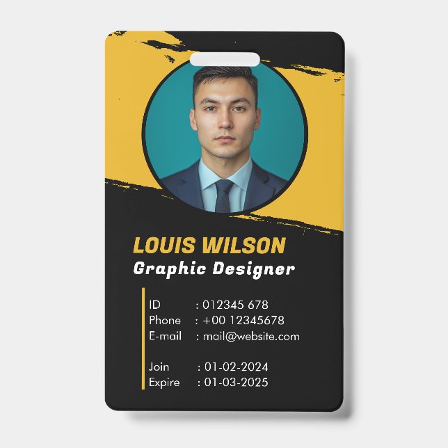 Crachá Logotipo Empresarial Personalizado de ID de Funcio (Frente)