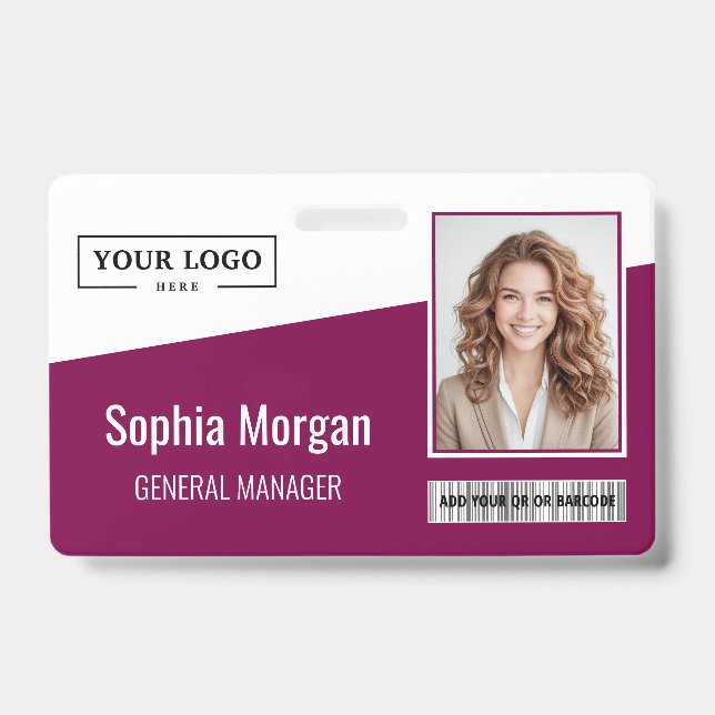 Crachá Logotipo Empresarial Personalizado Foto Funcionári (Frente)