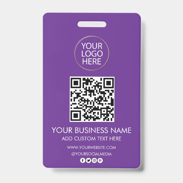 Crachá Logotipo Empresarial Profissional & Código QR da E (Frente)