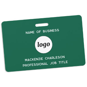Crachá Logotipo Empresarial Profissional Nome Verde Flore