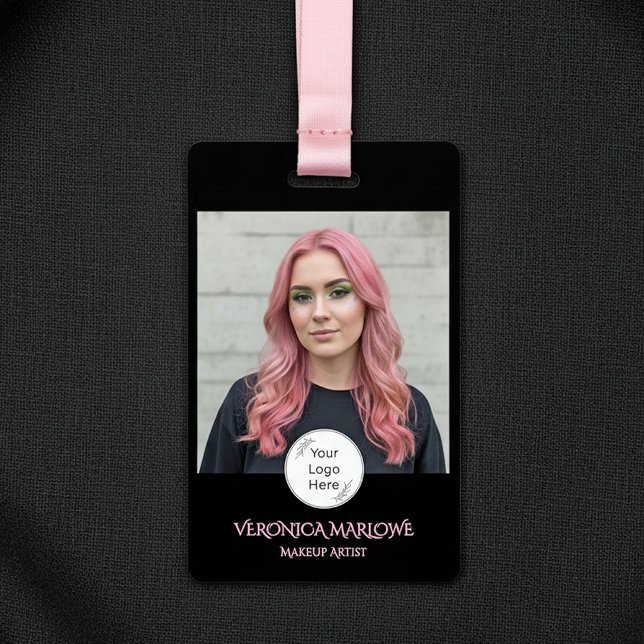 Crachá Logotipo Foto Maquiagem Rosa Bege Preto (Criador carregado)