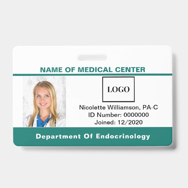 Crachá Logotipo Médico Funcionário Personalizado Identifi (Frente)