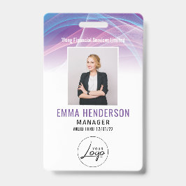 Crachá Logotipo Moderno de Empresa Foto do Funcionário