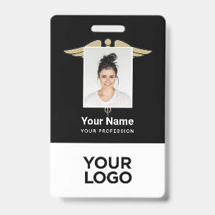 Crachá Logotipo Moderno Funcionário Médico Enfermeira Fot