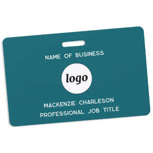 Crachá Logotipo Nome Empresarial Profissional Verde Turqu