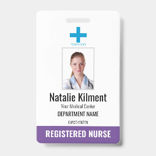 Crachá Logotipo Nome Foto Funcionário Hospital Roxo e Bra