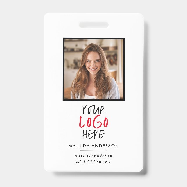 Crachá Logotipo Personalizado Código QR de Funcionário Em (Frente)