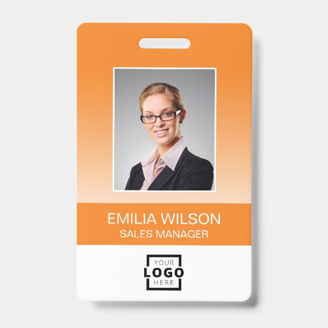 Crachá Logotipo personalizado da empresa código de barras (Frente)