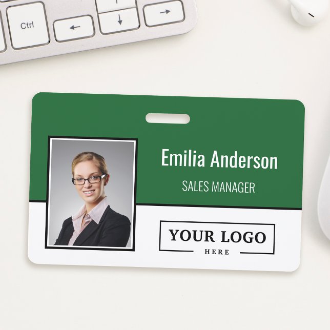 Crachá Logotipo Personalizado da Empresa Código de Barras (Criador carregado)