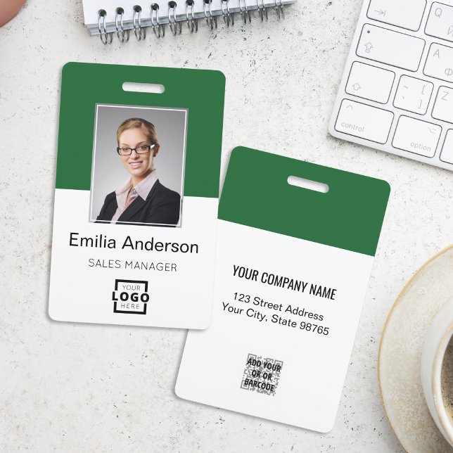 Crachá Logotipo personalizado da empresa Foto do funcioná (Criador carregado)