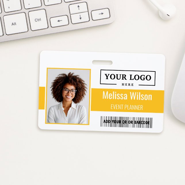 Crachá Logotipo Personalizado de Empresa Código de Barras (Criador carregado)