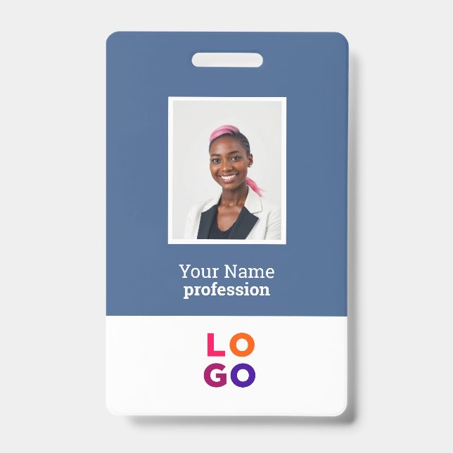 Crachá Logotipo Personalizado do Funcionário, Foto, Códig (Frente)