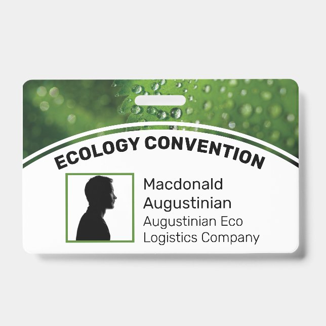 Crachá Logotipo Personalizado Foto ID DELEGADO Eco Greene (Frente)