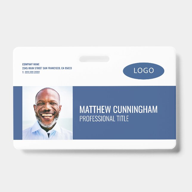 Crachá Logotipo Personalizado Moderno Nome do Funcionário (Frente)