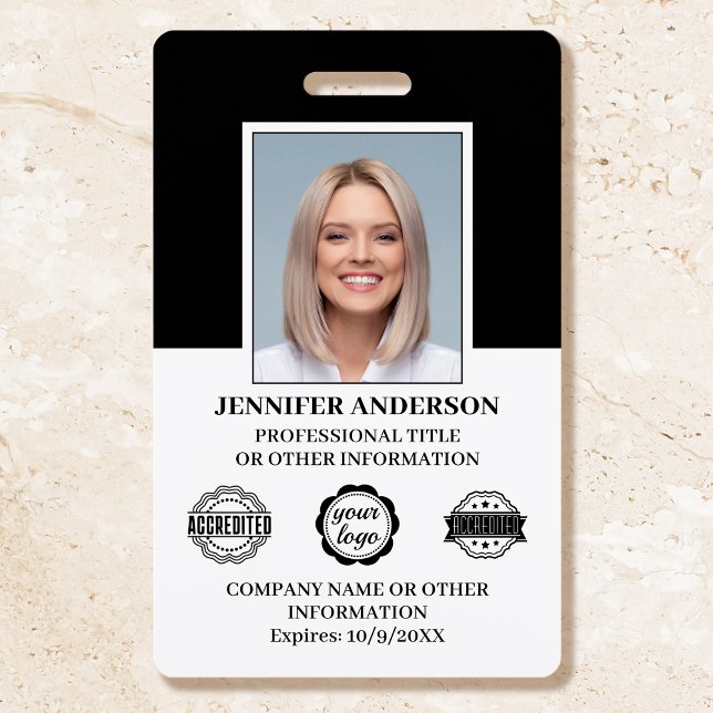 Crachá Logotipo Preto Moderno de ID de Funcionário Person (Criador carregado)